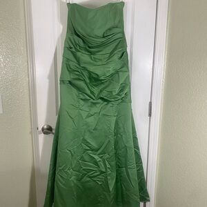 David's Bridal Strapless Green bridesmaid dress